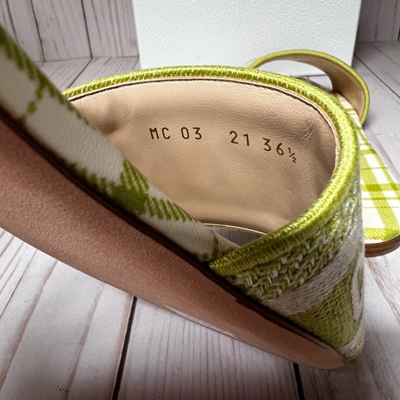 Christian Dior Canvas Check'N'Dior Pop Dway Sandals Chartreuse Sz 36.5 / 6.5 - Picture 8 of 11